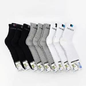 [패션] 배색 엠보 발바닥 입체 쿠션 중목 양말 3켤레