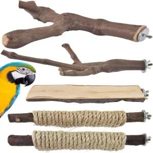 비삽 5PCS 대형 새 농어대 천연 나무 기둥 서 있는 발 갈기 포크 앵무새 케이지 브랜치 마카우 아프리카