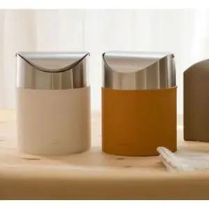 [JED] 가죽 실내용 감성 쓰레기통 미니 휴지통 스테인리스