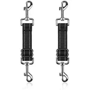 YUEPET 반려견 안전 칼라 클립 2팩 조절 가능한 프롱 백업 반사형 이중 끝 클램프 목줄 커넥터 하네스와