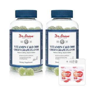 닥터브라이언 비타민C&D 3000 청포도맛 100구미, 2개+증정(복숭아맛 15구미, 2개)