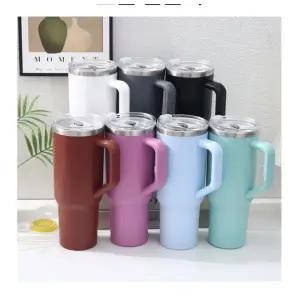 휴대용 환경친화적 1.18리터 대용량 텀블러 스텐 빨대 포함 손잡이 보온 보냉병