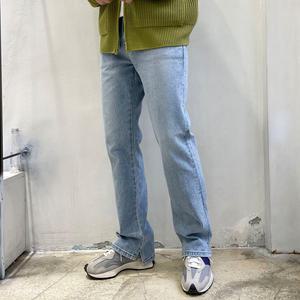 남자 데일리 옆트임 슬림 롱 와이드 청바지