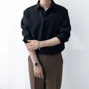 [모노폴로지]M2XL 헨리넥셔츠 링클프리셔츠 반오픈셔츠 오픈카라셔츠 편한셔츠 와이셔츠 소라색 오버핏셔츠