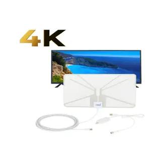 4K UHD 디지털 투명 TV안테나 실내 케이블 5M 유리창 벽부착 USB증폭 지상파 공중파 수신기 캠핑 티비 연결