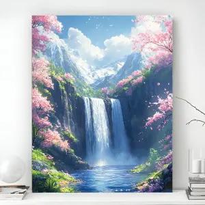 액자 캔버스형 보석십자수 DIY 키트 재물운 폭포그림 심리치료 시원한 풍수 인테리어 40 x 50 cm