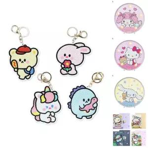 쪼꼬미친구들 보석십자수 키링 ver2 4개/코팅제/시계/어린이/열쇠고리/십자수키링/캐릭터/사각/구슬