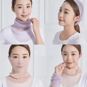망사 쉬폰 스카프 2개입 여름 넥 커버 마스크 골프 등산 여성용