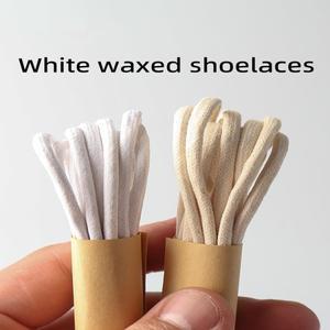 라운드 코튼 신발 끈 오프 화이트 베이지 끈 왁스 처리 된 로프 액세서리 60 cm 70 90 100 120 140 3.5mm