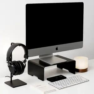 [일렉싱크]높은 철제 아이맥 모니터 받침대 선반 370mm 다크블랙