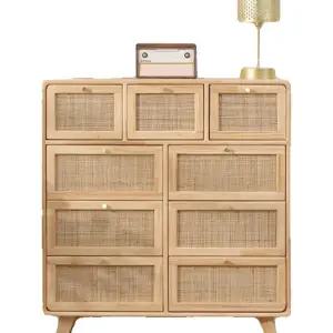 라탄서랍장 원목 라탄 플랩도어 0 모듈 서랍장 3단 베 5단 와이드 우드 수납