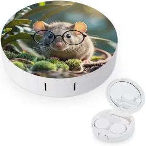 안경 콘택트렌즈 케이스가 있는 LZQPOEAS 기니 마우스 누수 방지 휴대용 여행용 사이즈 귀여운 미러 데일리