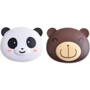 Feilguee 2 PCS 콘택트렌즈 케이스 여행 키트 귀여운 휴대용 판다 곰 동물 박스 홀더 야외 사무실 일상