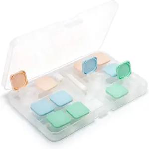 6팩 콘택트렌즈 케이스 중 하나 리무버 툴 핀셋이 있는 휴대용 플립 탑 홀더 여행 및 가정용 보관함 키트