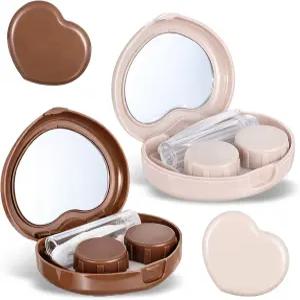 Gsbnjuy 2개 콘택트렌즈 케이스 여행용 사이즈 귀여운 컬러 홀더 어플리케이터 제거 도구 키트 휴대용