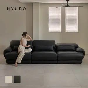 [휴도]온유의 동백 3050 무빙 헤드레스트 블랙 4인 가죽 소파