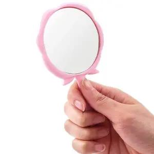 꽃 손거울 화장 미니 거울 휴대용 소형 손잡이 여성
