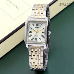 카시오 MTP-B190SG-9B 클래식 복고풍 스퀘어 콤비 남자 메탈 시계 d9