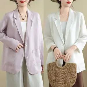 여친 캐주얼 봄 이른 코트 스몰 정장 긴팔 린넨 자켓 면마 원픽1