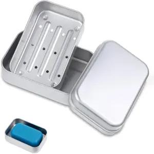 타이쿠르 알루미늄 여행용 비누 용기 금속 접시 뚜껑이 있는 셀프 배수 깡통 바 홀더 케이스 박스 캠프