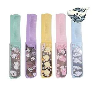 산리오 귀여운 여행용 거울 머리빗 다채로운