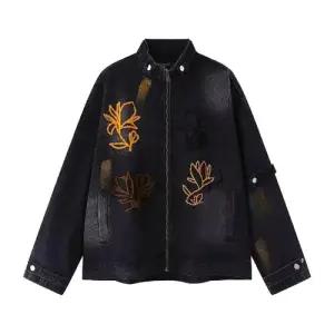 샤오원샵 남자 반 찢청 슬림핏 재킷 칼라 코트 청자켓 레터링그래피티 키작남 꾹1