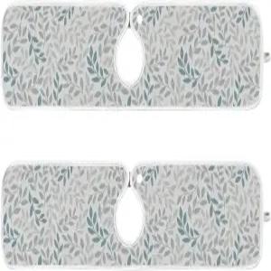 회색과 파란색 잎 가지 수도꼭지 물 캐처 매트 2팩 식물 허브 꽃 건조 흡수식 욕실 손잡이 드립 트레이 바