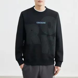 코아픽샵 검정 남성용 캐주얼 루즈핏 라운드 키작남 레터링 봄가을 세미 맨투맨 프린트 긴팔 꾹3