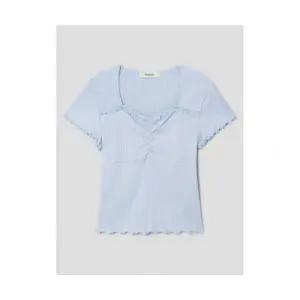 에잇세컨즈 반팔티셔츠 포인텔 반소매 저지 블라우스 블루 1724958