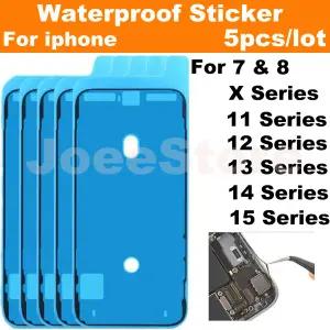5pcs 방수 스티커 iPhone 14 13 12 11 15 XS Pro Max X XR 8 7 Plus 3M 씰 접착제 프리 컷 LCD 스크린 프레