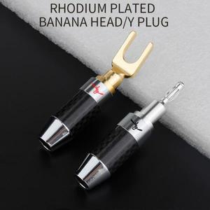 로듐 도금 스피커 나사 바나나 플러그 HiFi 스테레오 어댑터 납땜 라인 케이블 커넥터 Y 포크