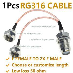 RG316 F 암컷 듀얼 수컷 RF 동축 3방향 Y형 피그테일 스플리터 분배 콤바이너 케이블 안테나 연장 점퍼 어