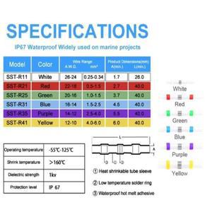 자동 해양 절연용 호환 열수축 방수 솔더 씰링 와이어 커넥터 키트 0.25-6mm²
