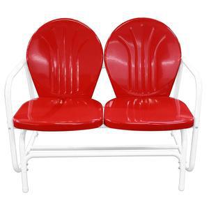 컨트리 레트로 더블 메탈 글라이더 데크용 레드 화이트 야외 파티오 빈티지 현관