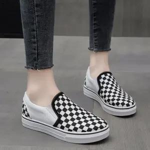 [베리슈]남녀공용 발편한 커플 체크 슬립온 스니커즈 운동화