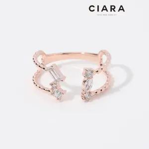 [씨아라]CIARA 14K Saviano V스톤포인트 투라인 반지(GoldPlated)