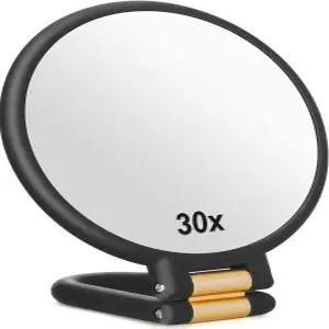 시폴로 30배 확대경 손잡이가 있는 여행용 핸드 미러 확대 및 조절 가능한 손잡이/스탠드가 양면 휴대용