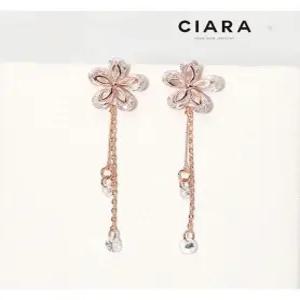 [씨아라]CIARA 14K Gorga 플라워CB 더블라인 드랍 귀걸이(SilverPin)