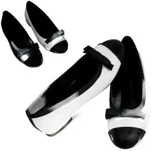 [카미엣뮤즈]에나멜 콤비 리본 플랫_KM23s266