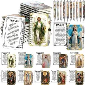 휴면 20개 부활절 가톨릭 선물 대량 영감을 주는 성 나선 기도 일지와 펜 기독교 성경 노트 성주간 종교