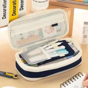 3색 1개 큰 봉제필통 학생 천필통 대용량 펜파우치 레이어 고등학생 필통 펜케이스