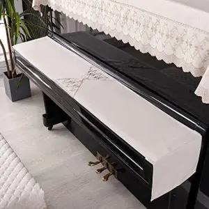 업라이트 전자 피아노 건반 덮개 자수 먼지 커버 레이스 프릴 장식 우아한 수건 190x27cm 의자 세트