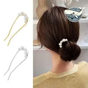[콩심팥심]세련된 진주 헤어핀 모던 헤어장식 여성용 비녀