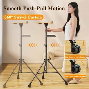 Oatsbasf 휴대용 프로젝터 삼각대 거치대 스탠드 브래킷 높이 조절 가능 트레이 이동식 노트북 라이브 스트