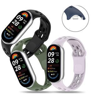 샤오미 밴드 10 9 8 실리콘 시계 스트랩 스포츠 통기성 스마트 워치 교체용 팔찌 (샤오미 미밴드 호환)