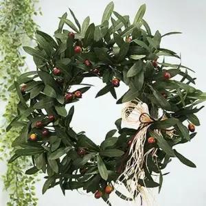 벽걸이가렌더 푸르르 초록잎과 열매의 아름다운 올리브 리스 대