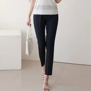 여름 데일리룩 여성 스트라이프 허리밴딩 캐주얼 바지