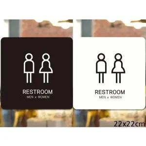 [골드스마일]RESTROOM MEN WOMEN1 부착형 정사각안내판 22x22cm