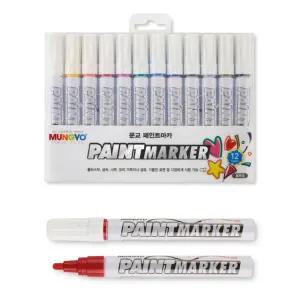 (12색) 문교 페인트마카 플라스틱 금속 표면 유리/페인트펜/페인팅/펜/산업용/디자인/미술/작업용/현장