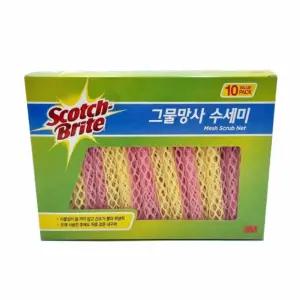 3M 그물 망사 10개 다목적수세미 부드러운수세미/수세미/설거지용/유기/전용/거품/설겆이용/그릇/업소용